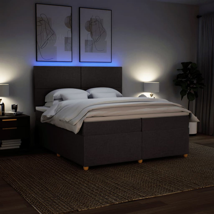 Boxspring met matras stof donkerbruin 200x200 cm