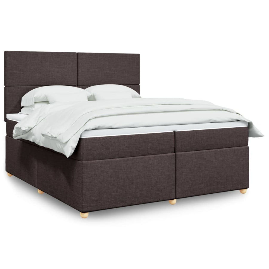 Boxspring met matras stof donkerbruin 200x200 cm