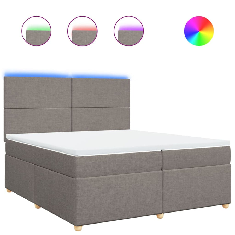 Boxspring met matras stof taupe 200x200 cm