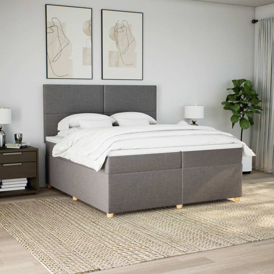 Boxspring met matras stof taupe 200x200 cm
