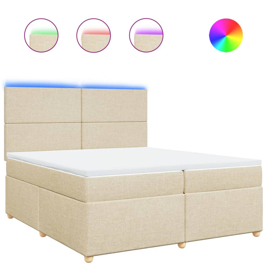 Boxspring met matras stof crèmekleurig 200x200 cm