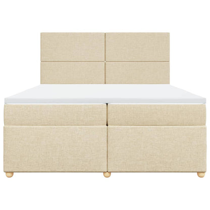 Boxspring met matras stof crèmekleurig 200x200 cm