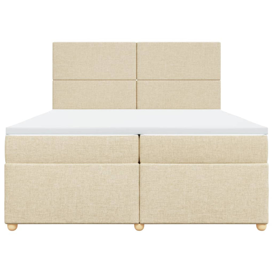 Boxspring met matras stof crèmekleurig 200x200 cm