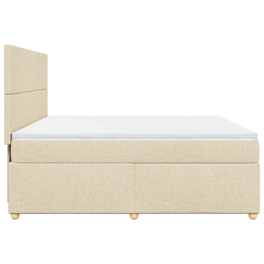Boxspring met matras stof crèmekleurig 200x200 cm