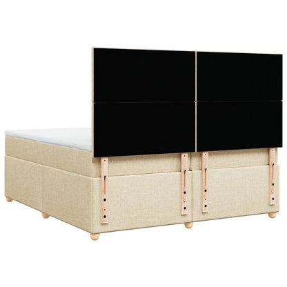 Boxspring met matras stof crèmekleurig 200x200 cm