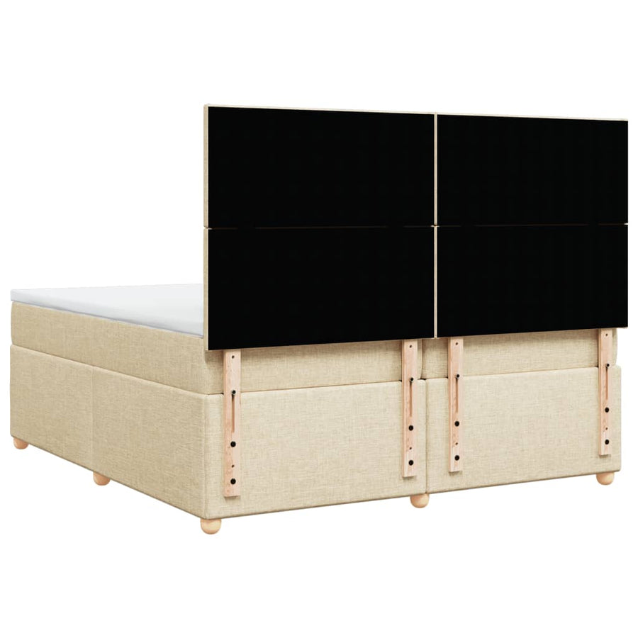 Boxspring met matras stof crèmekleurig 200x200 cm
