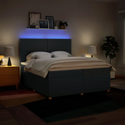 Boxspring met matras stof blauw 200x200 cm