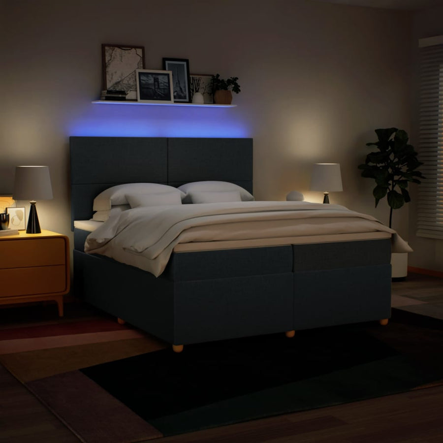 Boxspring met matras stof blauw 200x200 cm