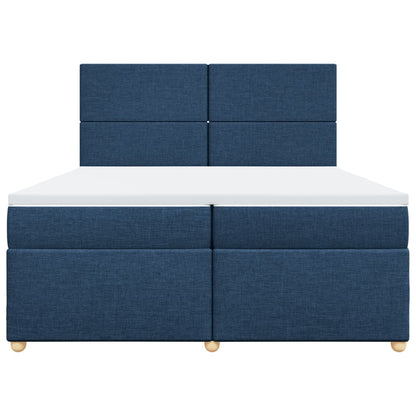 Boxspring met matras stof blauw 200x200 cm
