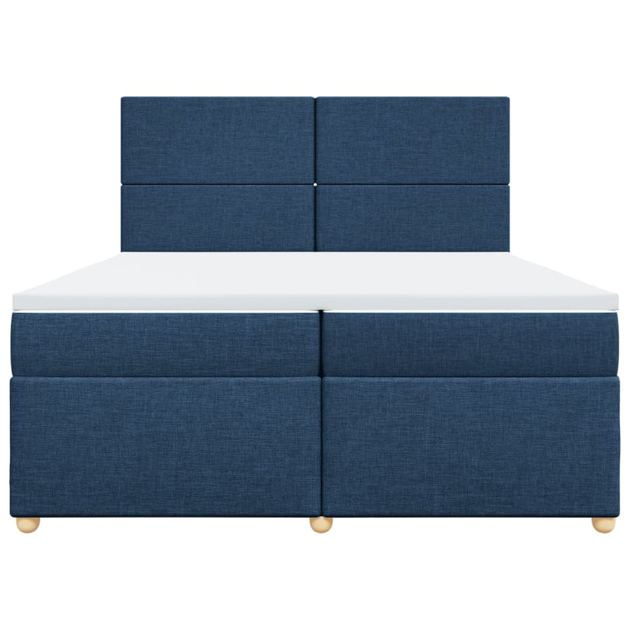 Boxspring met matras stof blauw 200x200 cm