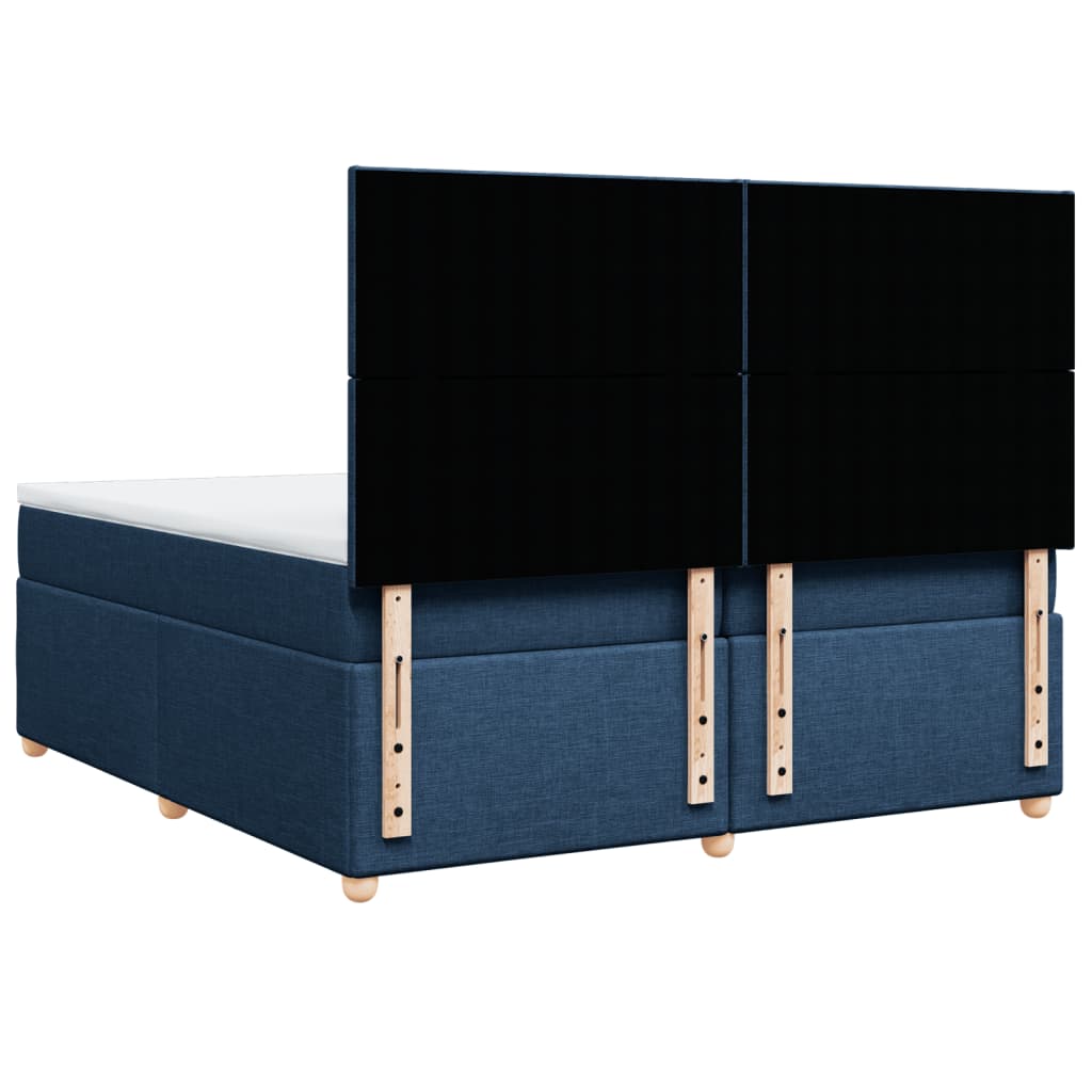 Boxspring met matras stof blauw 200x200 cm