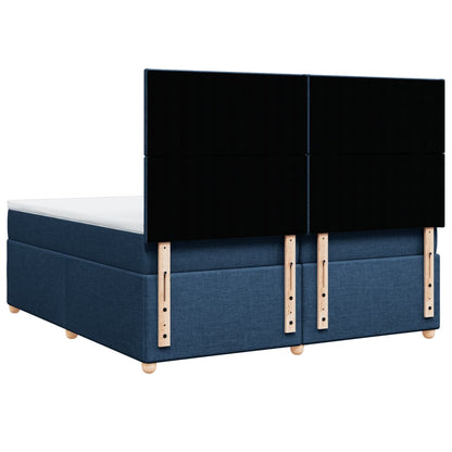 Boxspring met matras stof blauw 200x200 cm