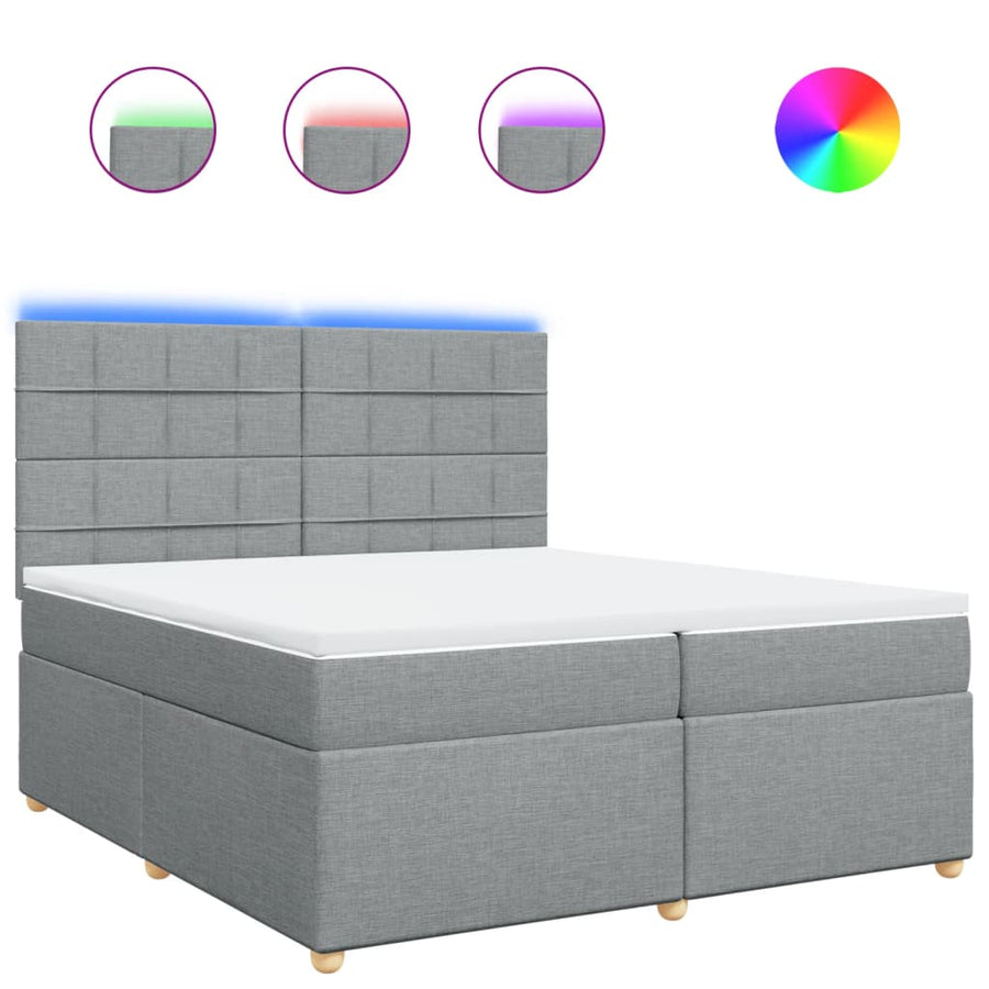 Boxspring met matras stof lichtgrijs 200x200 cm