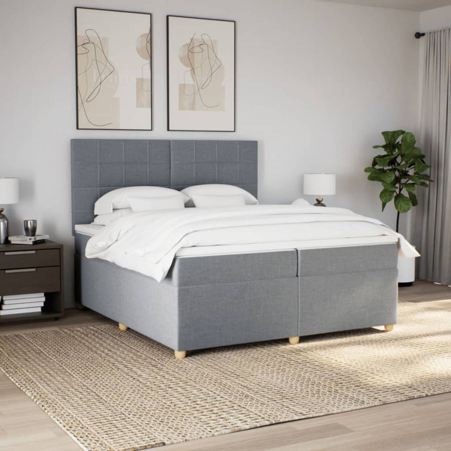 Boxspring met matras stof lichtgrijs 200x200 cm