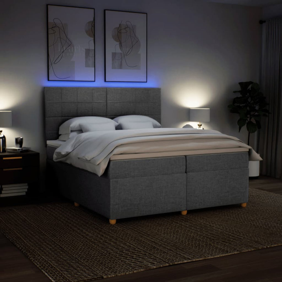 Boxspring met matras stof lichtgrijs 200x200 cm