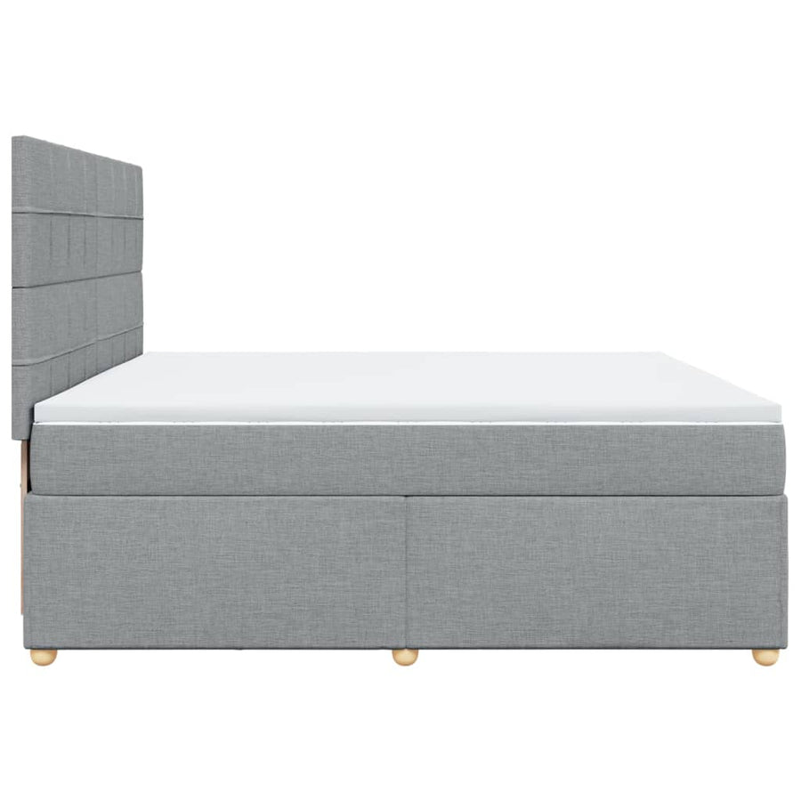 Boxspring met matras stof lichtgrijs 200x200 cm