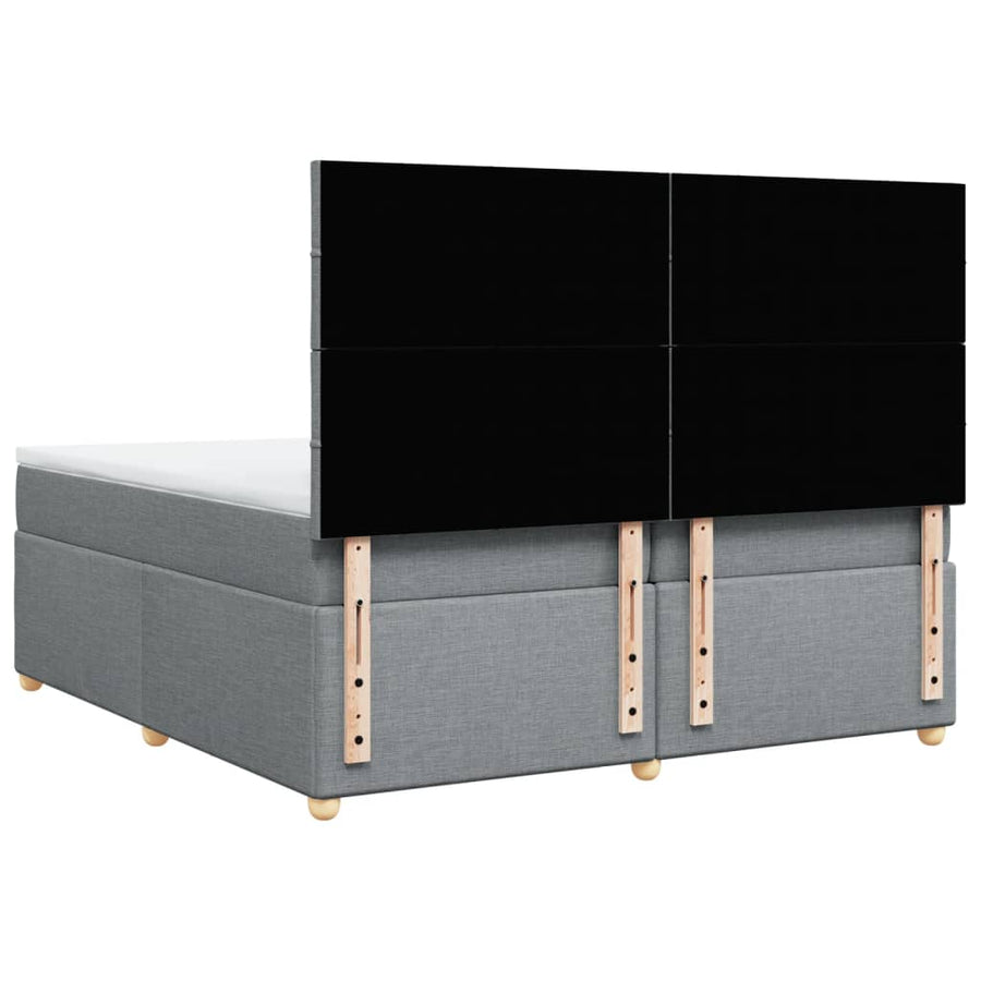 Boxspring met matras stof lichtgrijs 200x200 cm
