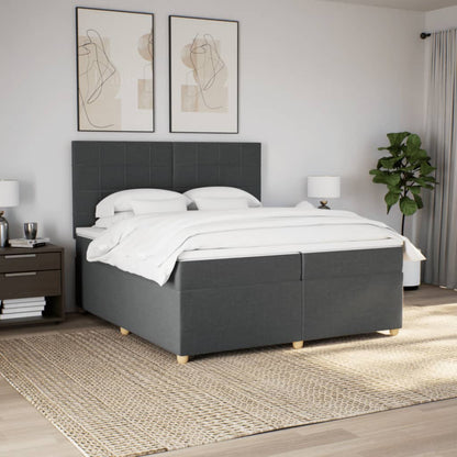 Boxspring met matras stof donkergrijs 200x200 cm