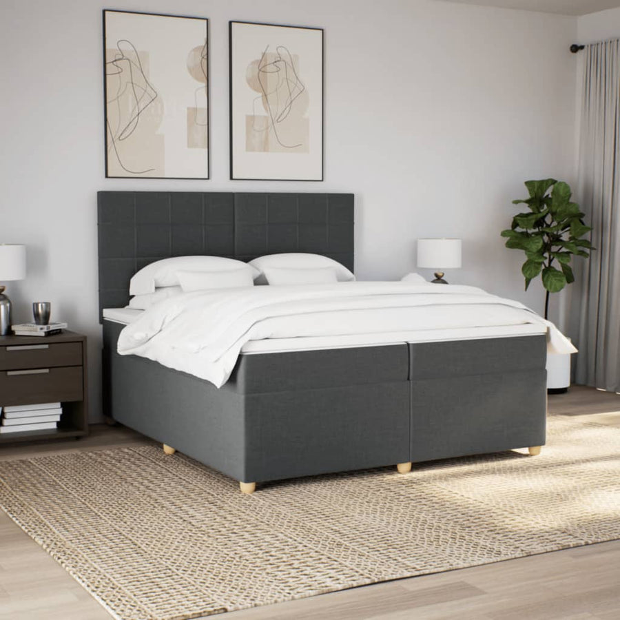 Boxspring met matras stof donkergrijs 200x200 cm