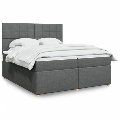 Boxspring met matras stof donkergrijs 200x200 cm