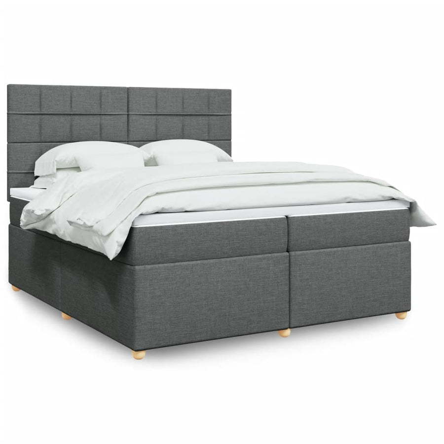 Boxspring met matras stof donkergrijs 200x200 cm