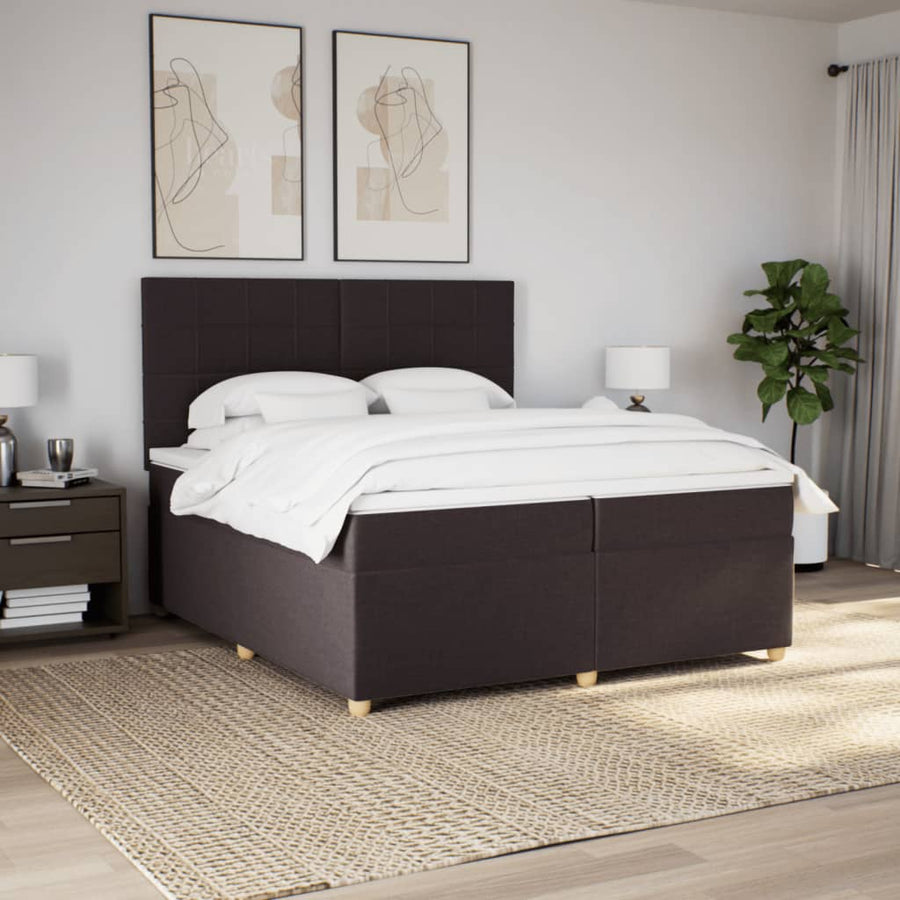 Boxspring met matras stof donkerbruin 200x200 cm