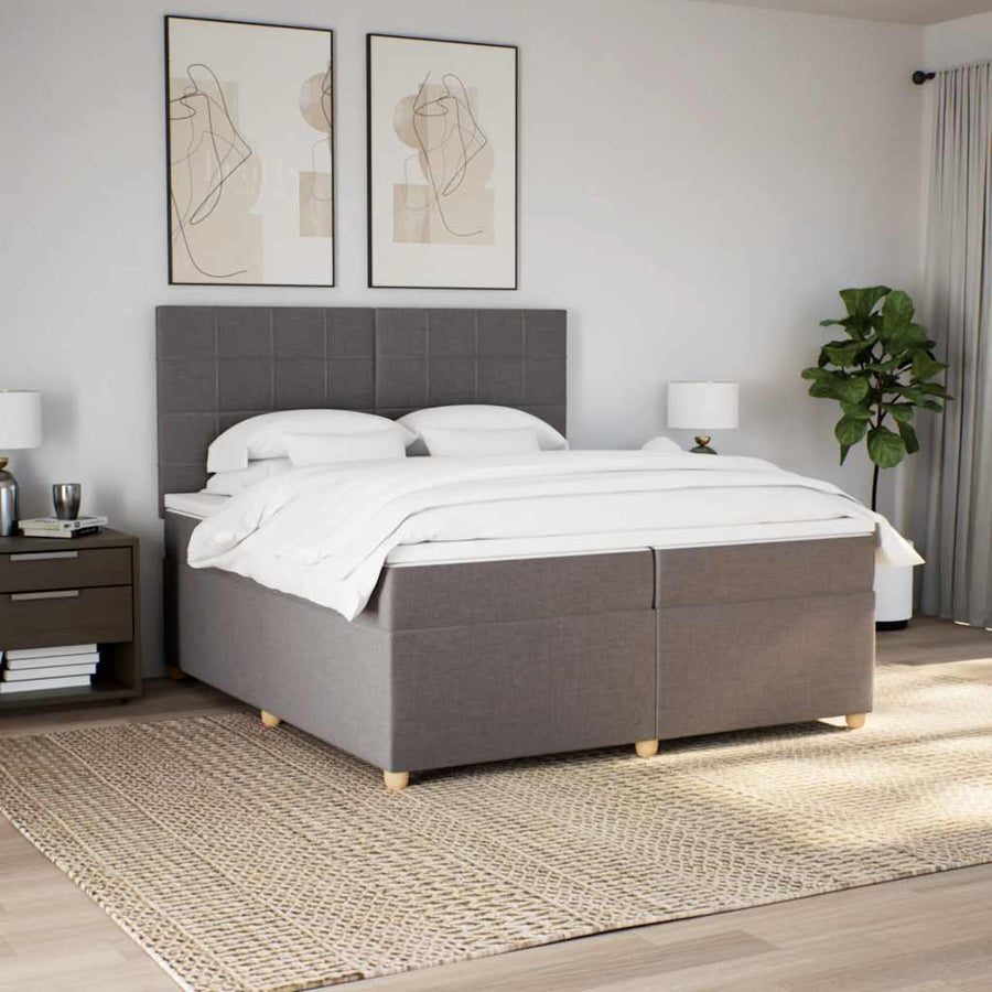 Boxspring met matras stof taupe 200x200 cm