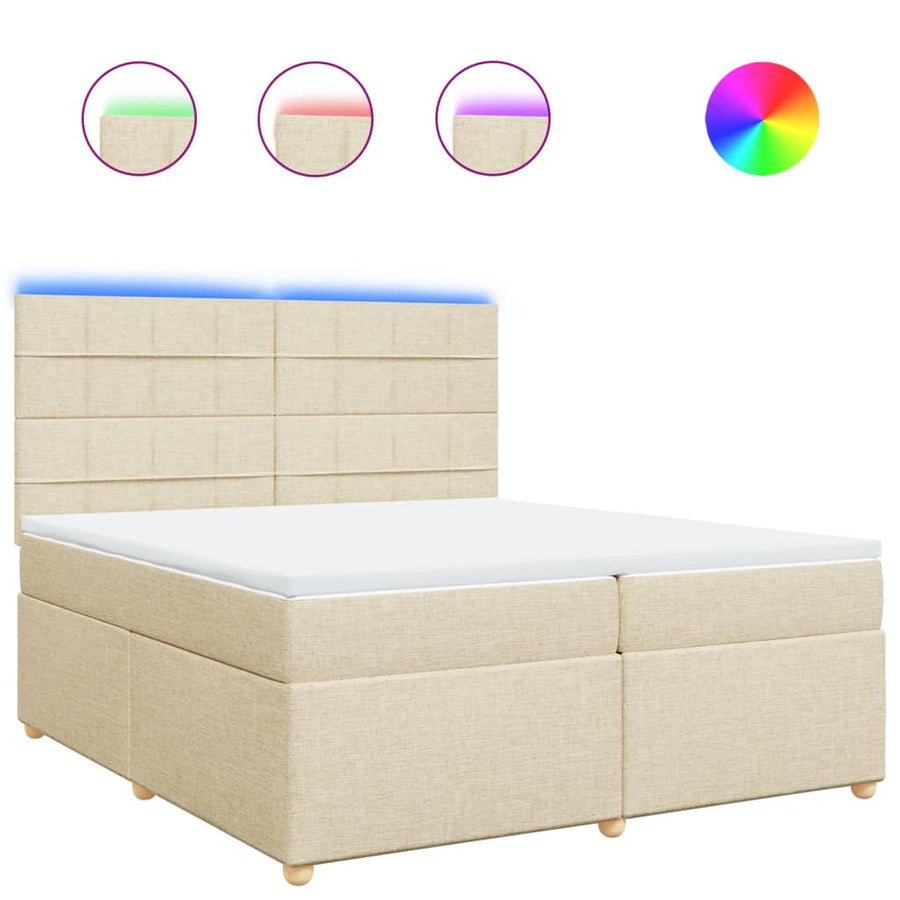 Boxspring met matras stof crèmekleurig 200x200 cm