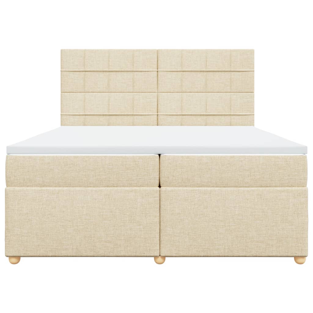 Boxspring met matras stof crèmekleurig 200x200 cm