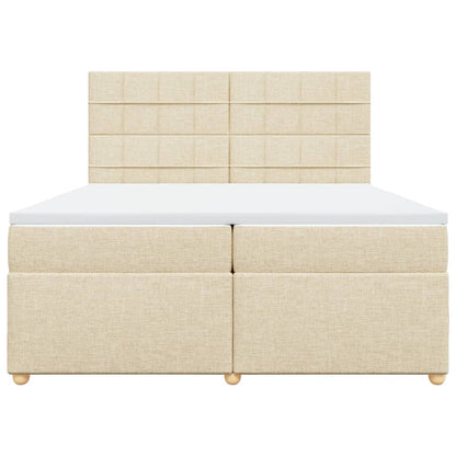 Boxspring met matras stof crèmekleurig 200x200 cm