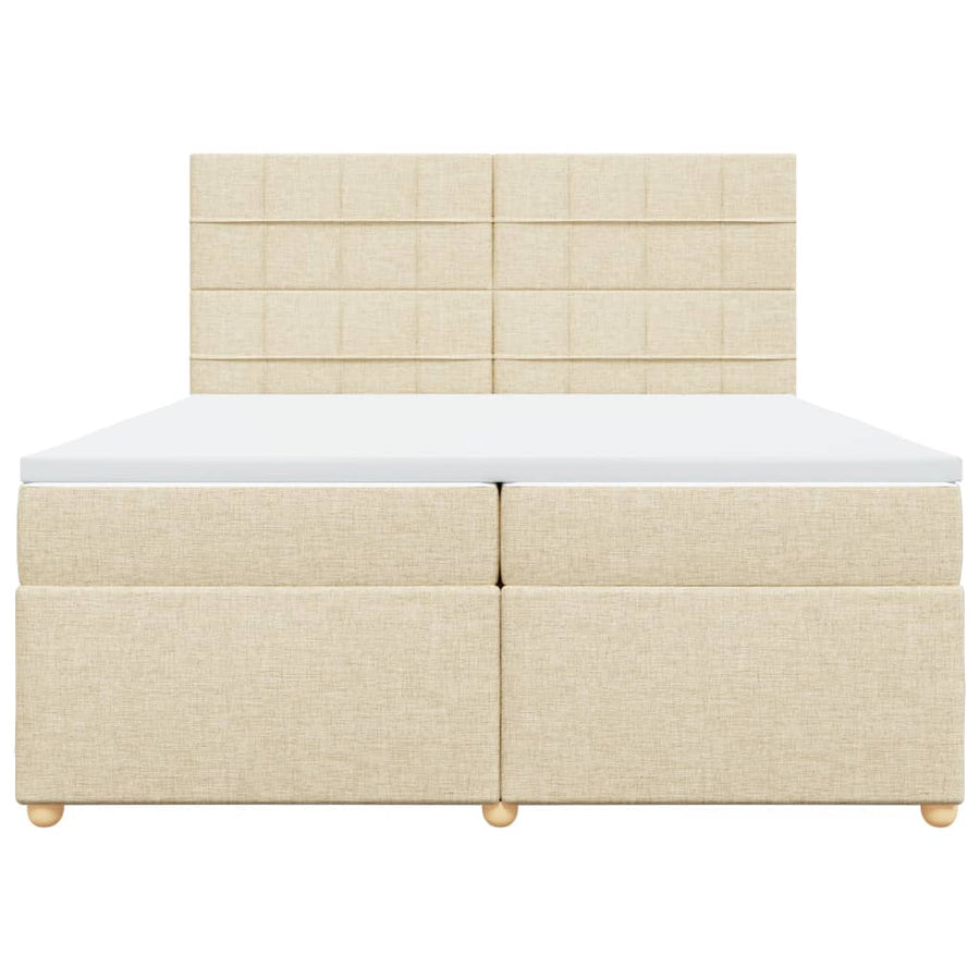Boxspring met matras stof crèmekleurig 200x200 cm