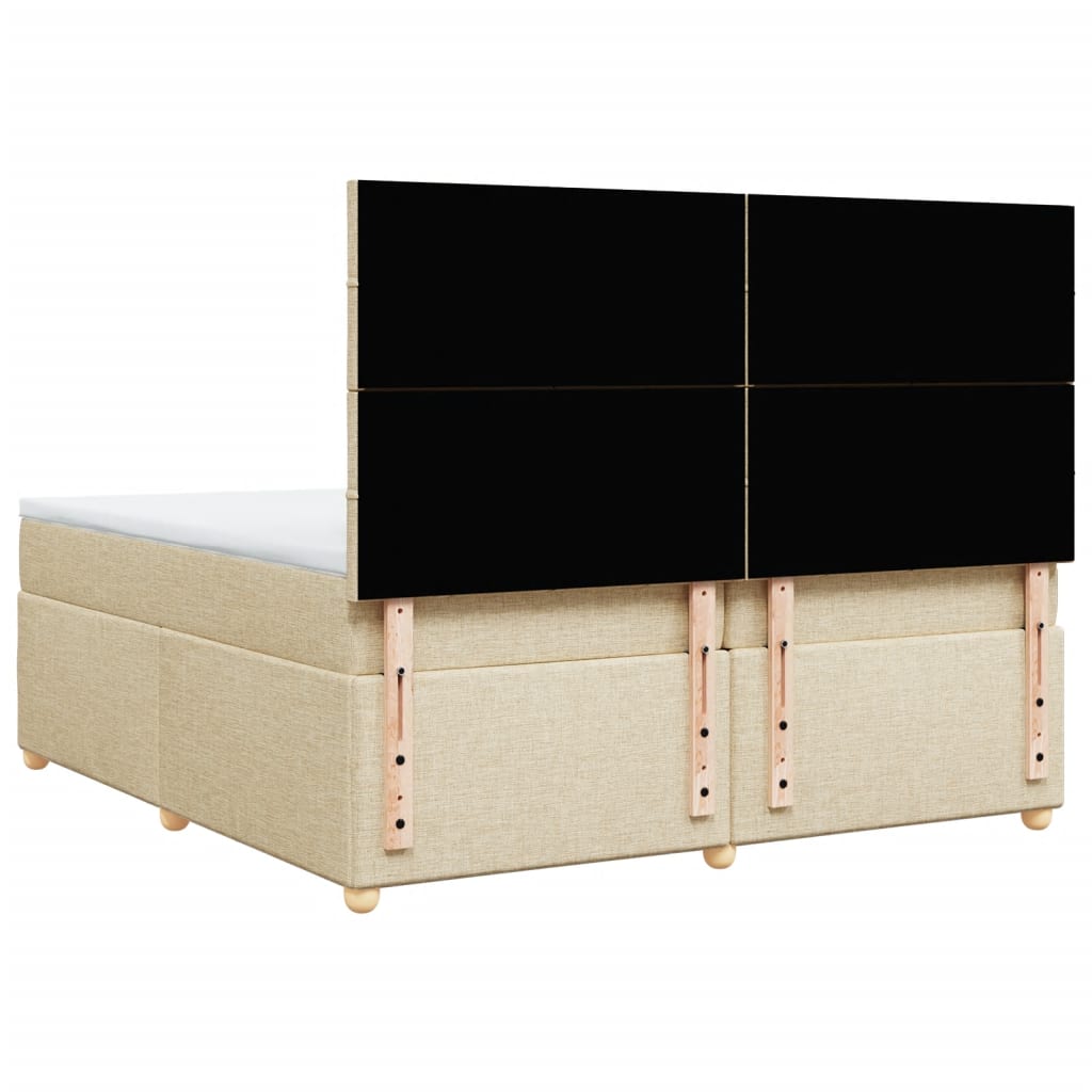 Boxspring met matras stof crèmekleurig 200x200 cm