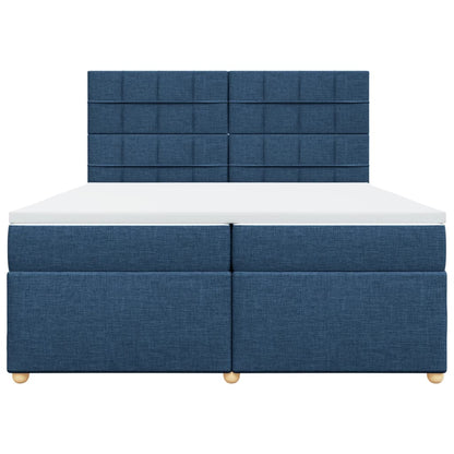 Boxspring met matras stof blauw 200x200 cm