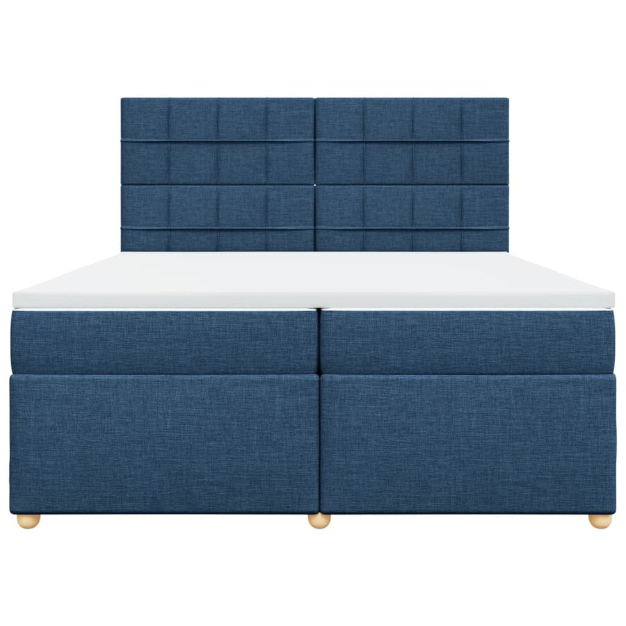 Boxspring met matras stof blauw 200x200 cm