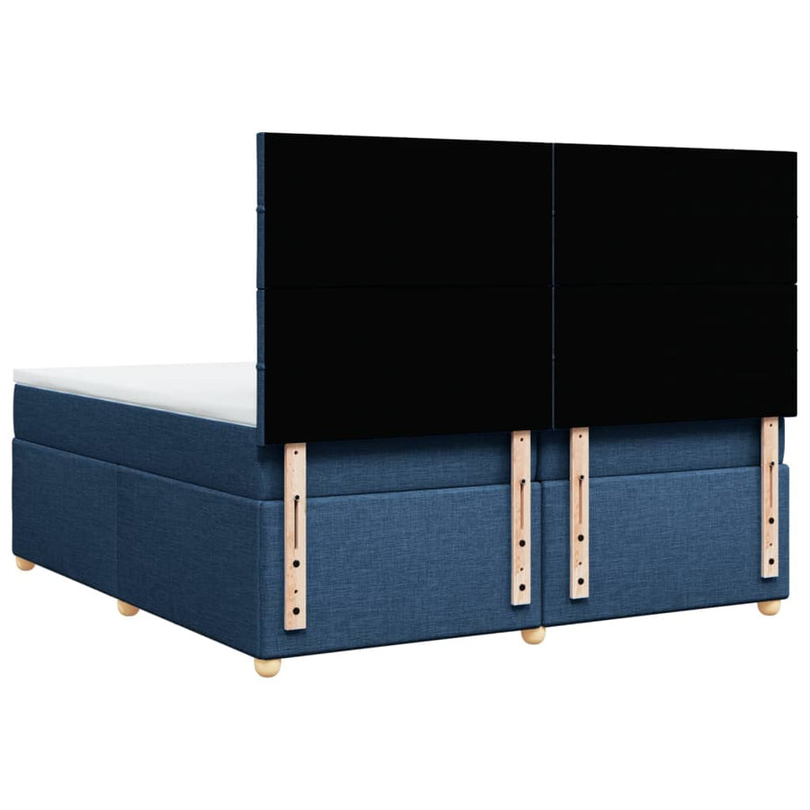 Boxspring met matras stof blauw 200x200 cm