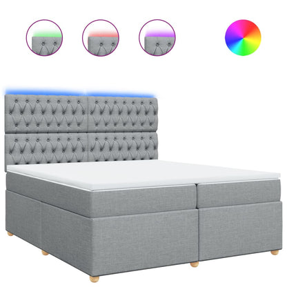 Boxspring met matras stof lichtgrijs 200x200 cm
