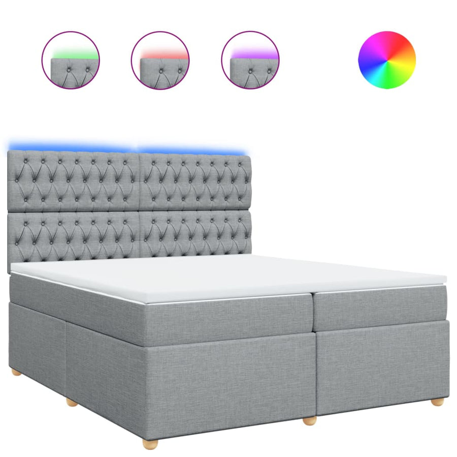 Boxspring met matras stof lichtgrijs 200x200 cm