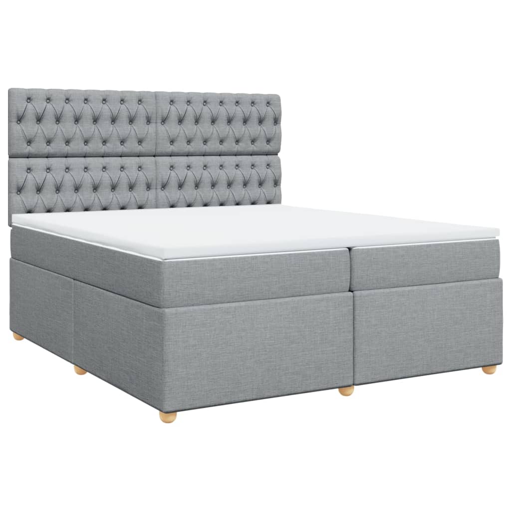 Boxspring met matras stof lichtgrijs 200x200 cm