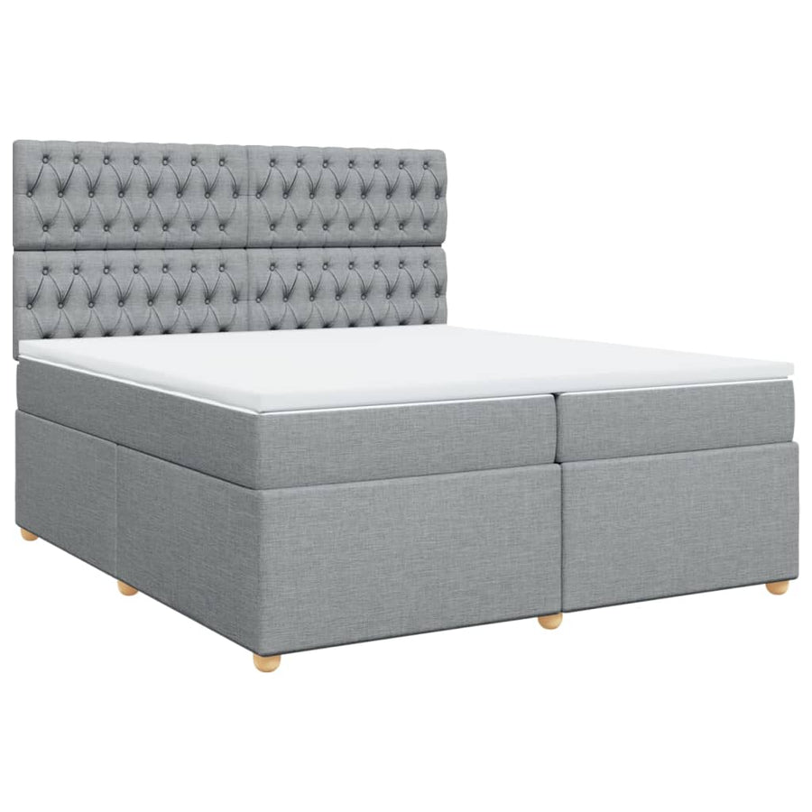 Boxspring met matras stof lichtgrijs 200x200 cm