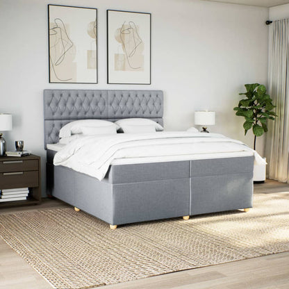 Boxspring met matras stof lichtgrijs 200x200 cm