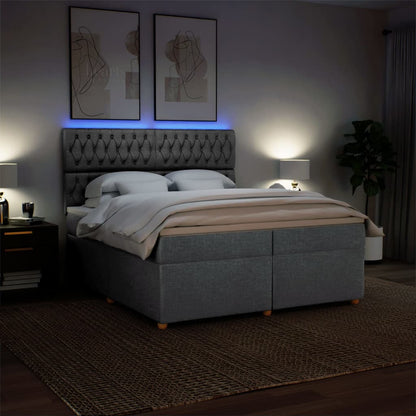Boxspring met matras stof lichtgrijs 200x200 cm