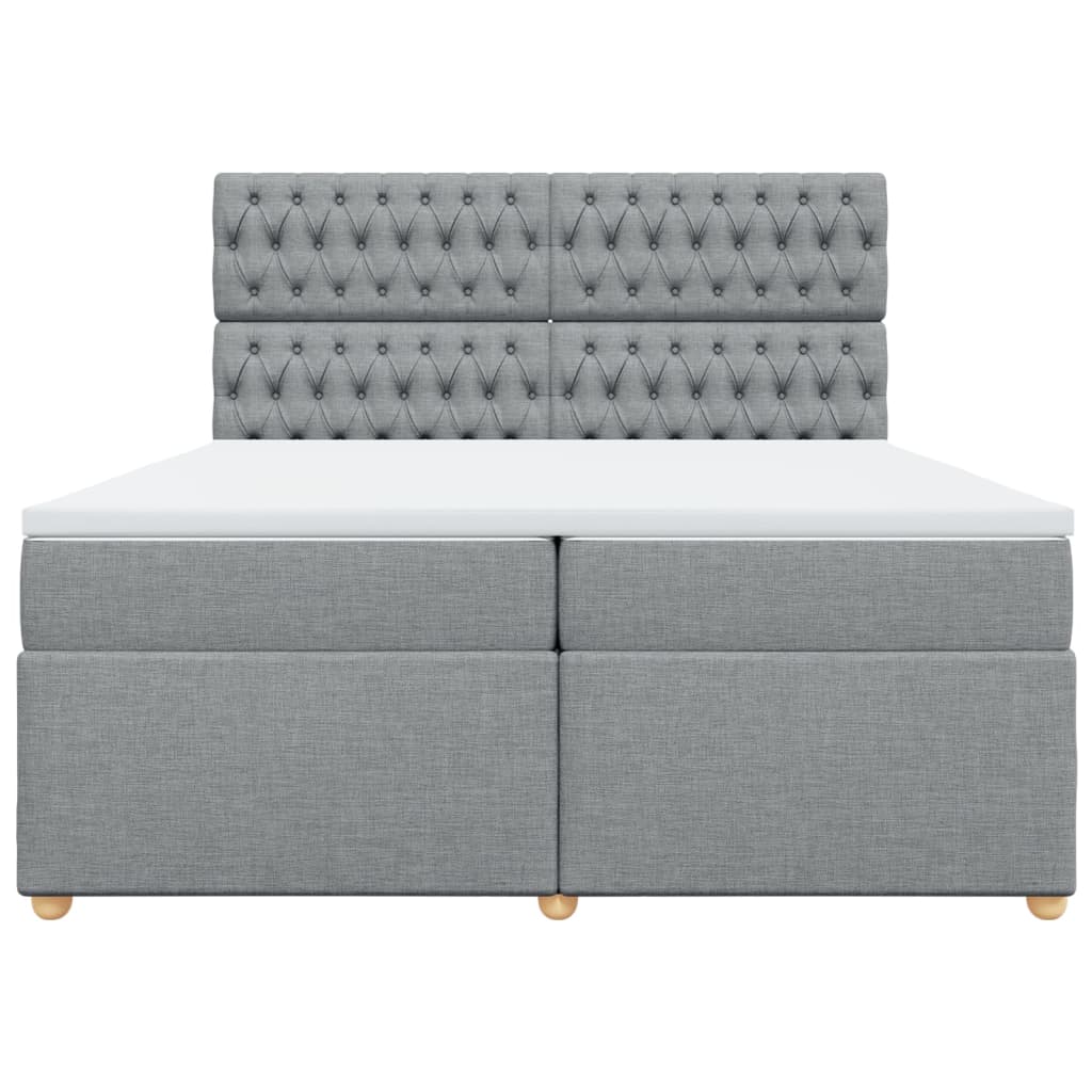 Boxspring met matras stof lichtgrijs 200x200 cm