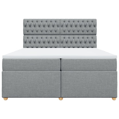 Boxspring met matras stof lichtgrijs 200x200 cm