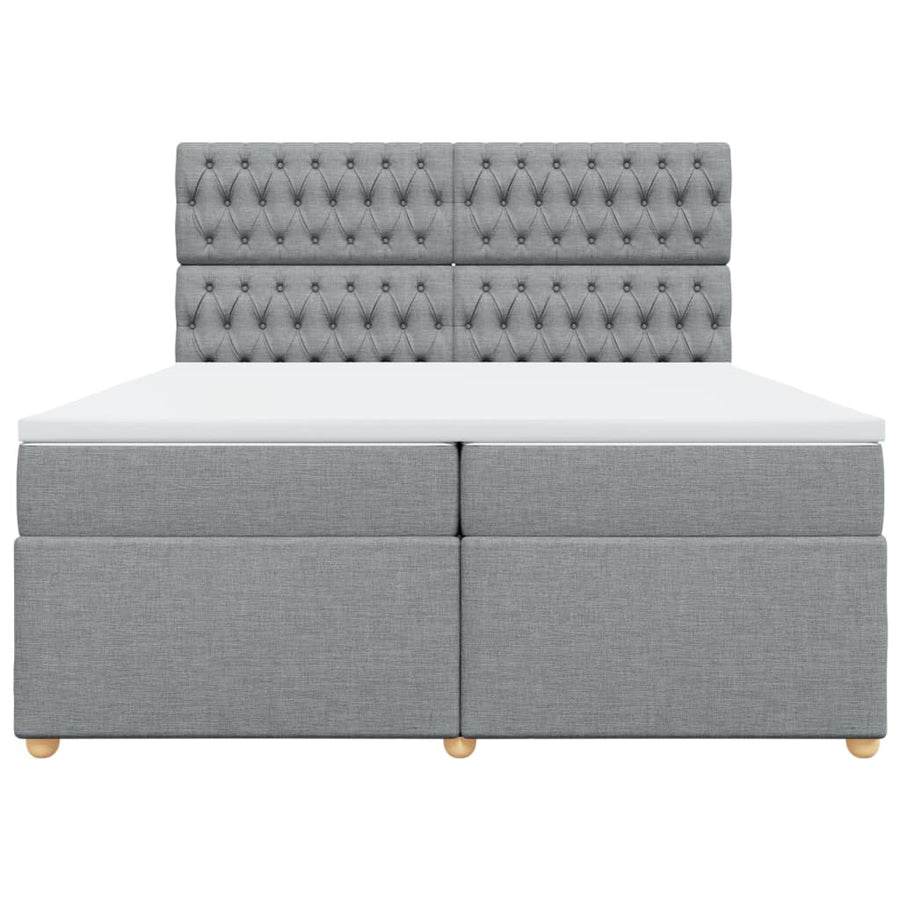Boxspring met matras stof lichtgrijs 200x200 cm