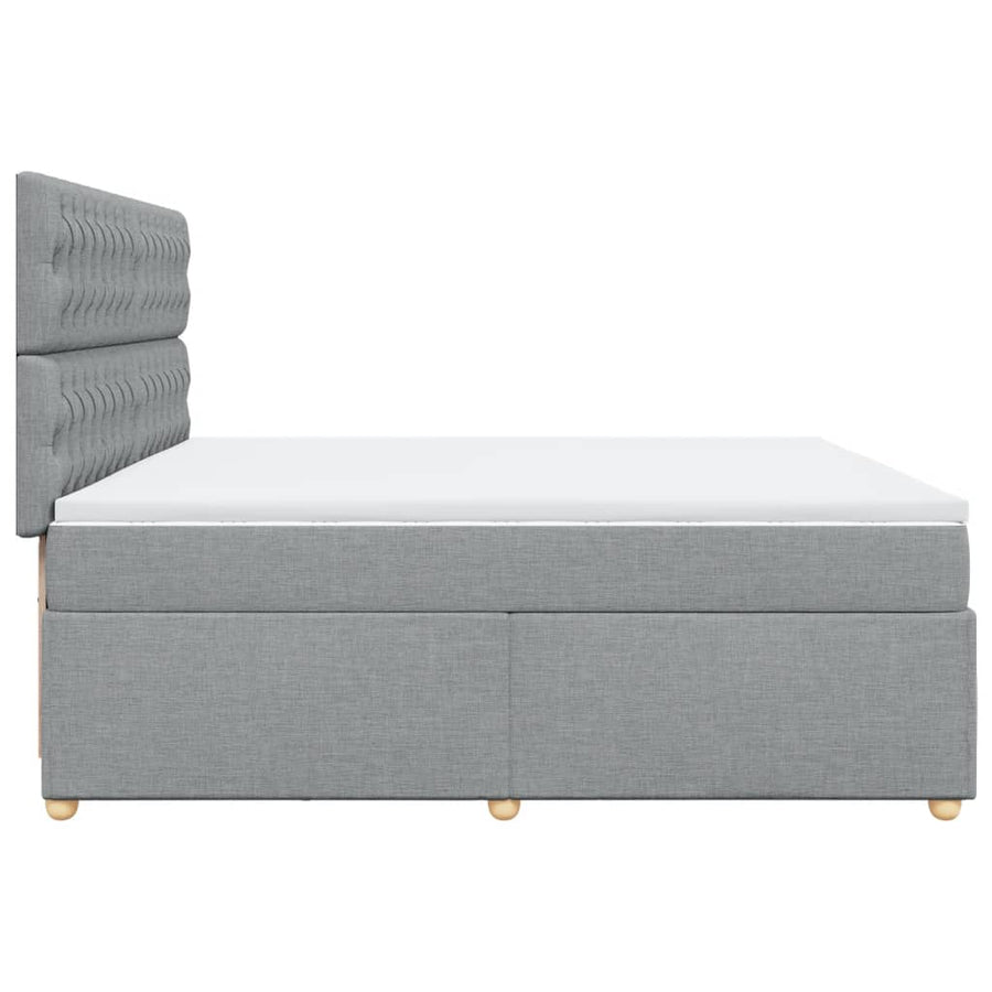 Boxspring met matras stof lichtgrijs 200x200 cm