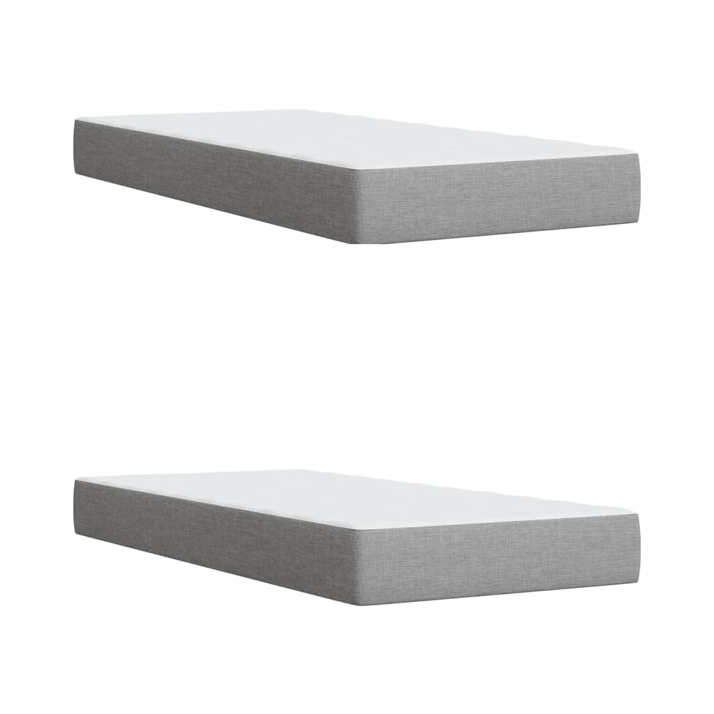 Boxspring met matras stof lichtgrijs 200x200 cm