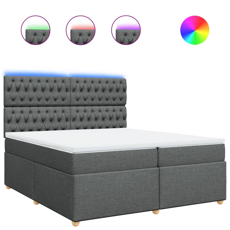 Boxspring met matras stof donkergrijs 200x200 cm