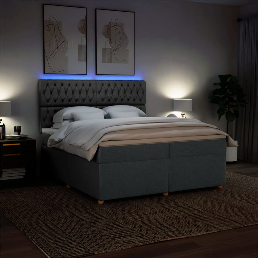 Boxspring met matras stof donkergrijs 200x200 cm