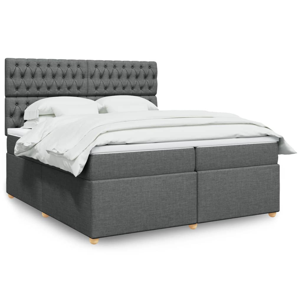 Boxspring met matras stof donkergrijs 200x200 cm