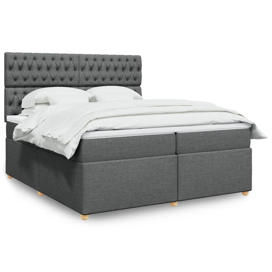 Boxspring met matras stof donkergrijs 200x200 cm